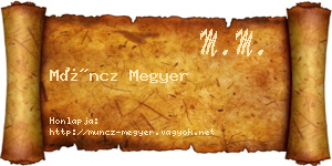 Müncz Megyer névjegykártya